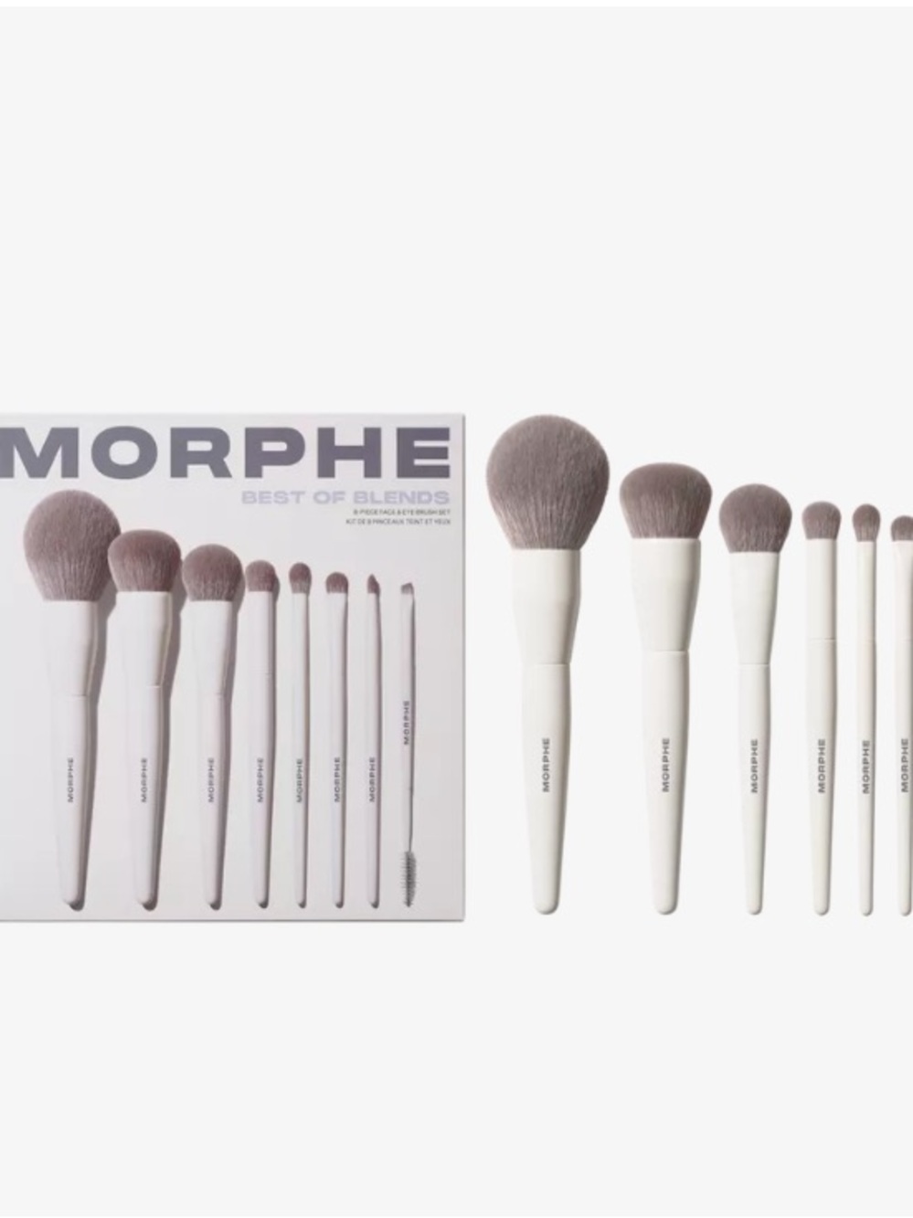 Morphe Eye & Brow Brush Set - White Handles with Taupe Bristles - Picture 6 of 7